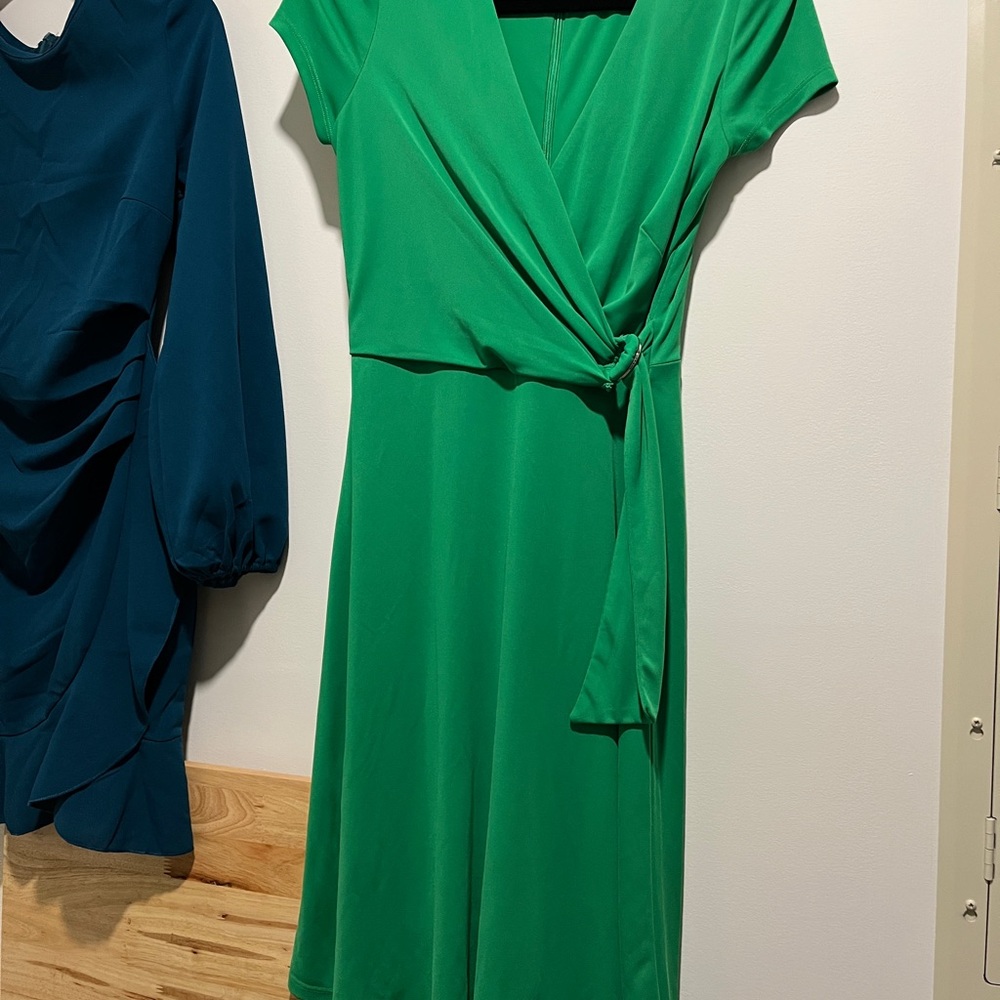 Ralph Lauren Emerald Green Wrap Midi Dress